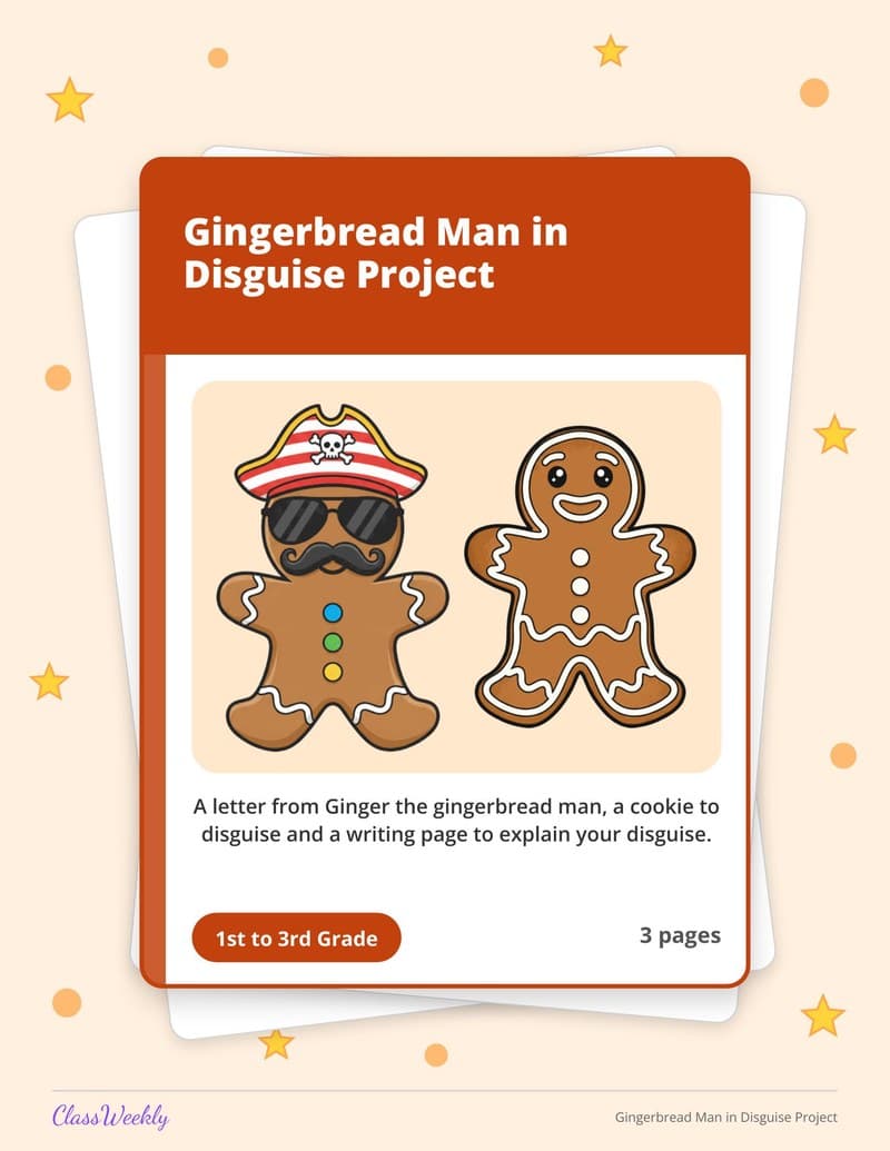 Gingerbread Man in Disguise Project - 2nd Grade Holiday Activities printable preview