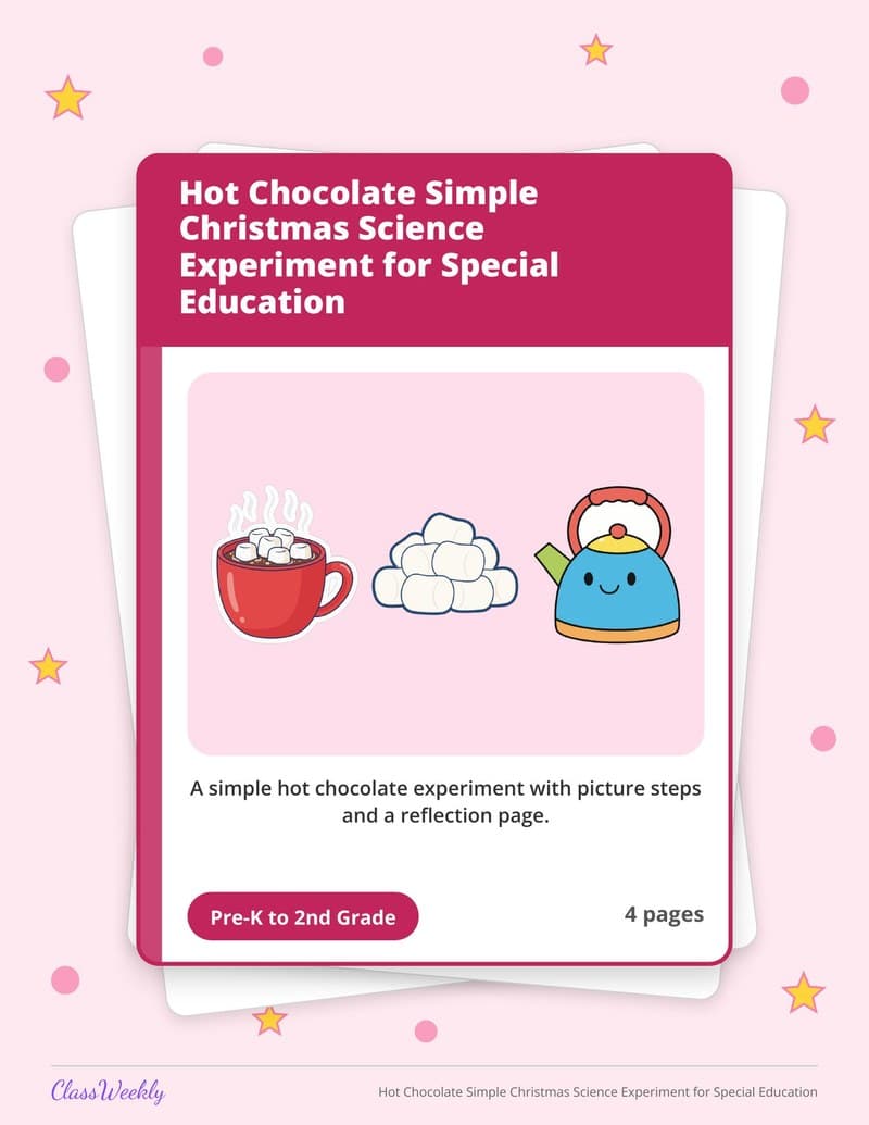 Hot Chocolate Simple Christmas Science Experiment for Special Education - Kindergarten Holiday Activities printable preview