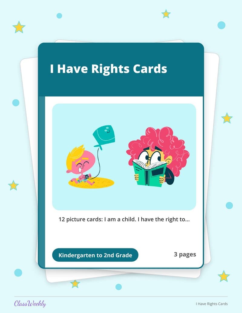 I Have Rights Cards - Kindergarten Holiday Activities printable preview