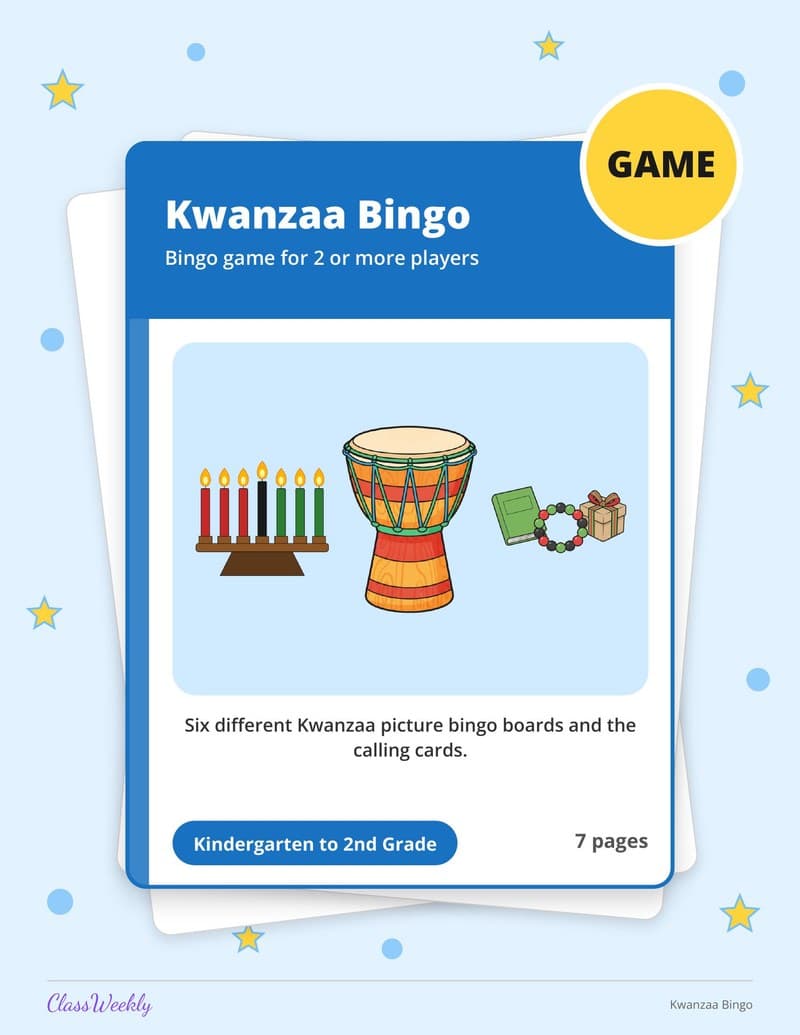 Kwanzaa Bingo - Kindergarten Holiday Activities printable preview