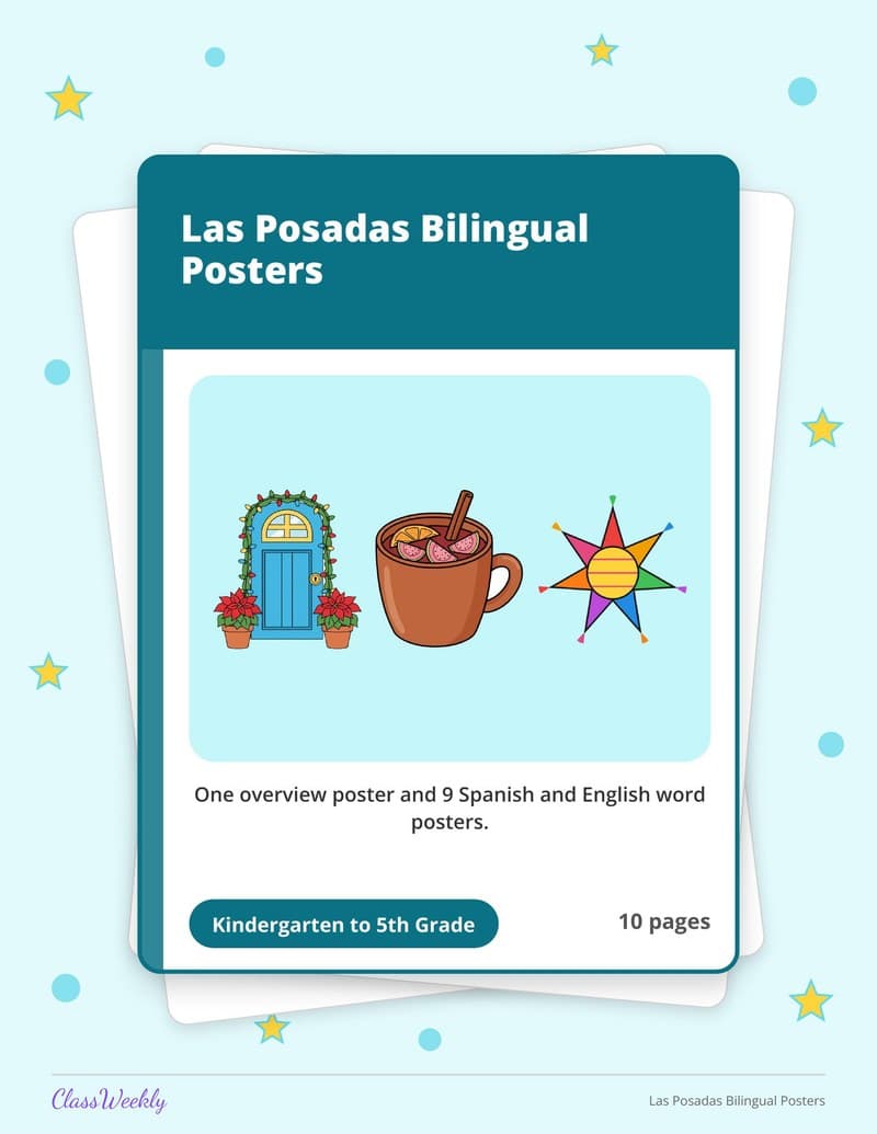 Las Posadas Bilingual Posters - Kindergarten Holiday Activities printable preview