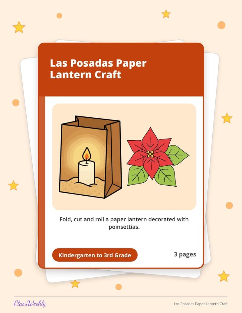 Las Posadas Paper Lantern Craft - Kindergarten Holiday Activities printable preview