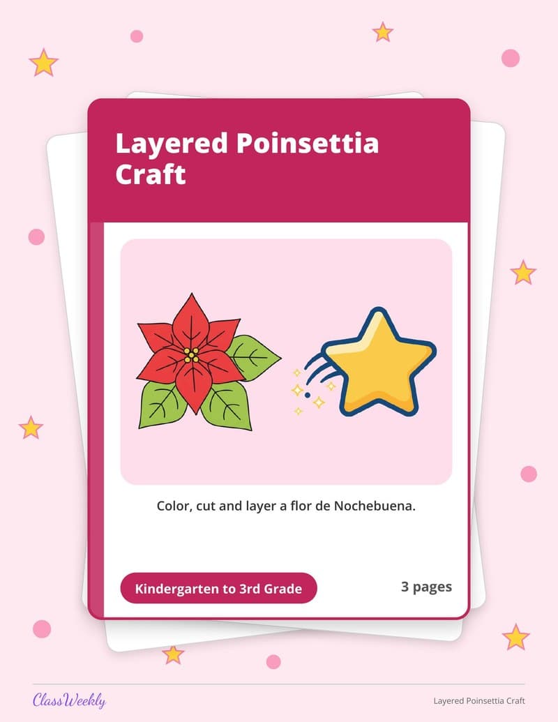 Layered Poinsettia Craft - 3rd Grade Holiday Activities printable preview