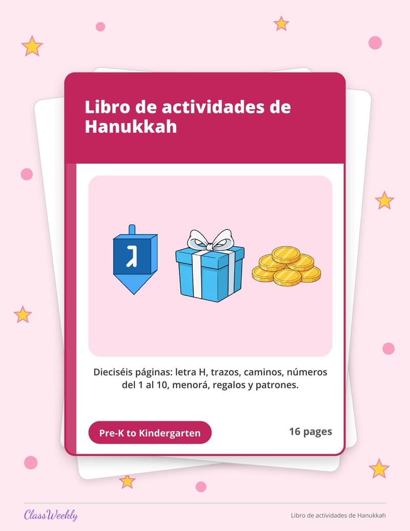 Libro de actividades de Hanukkah - Kindergarten Holiday Activities printable preview