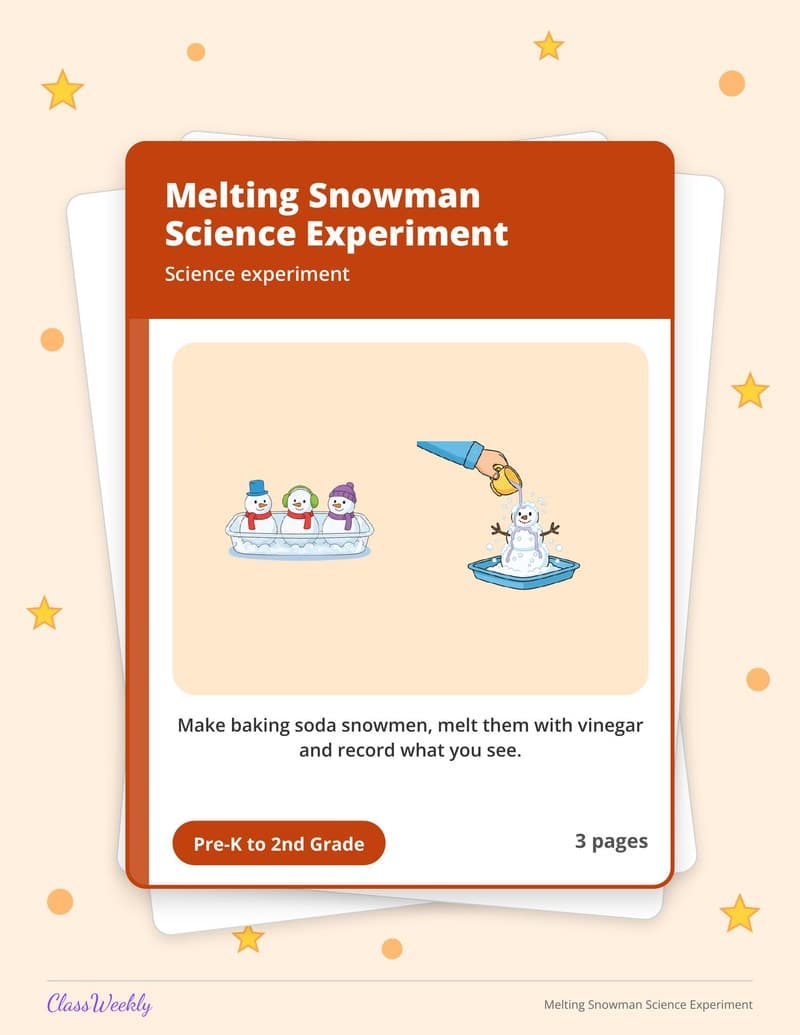 Melting Snowman Science Experiment - 2nd Grade Holiday Activities printable preview