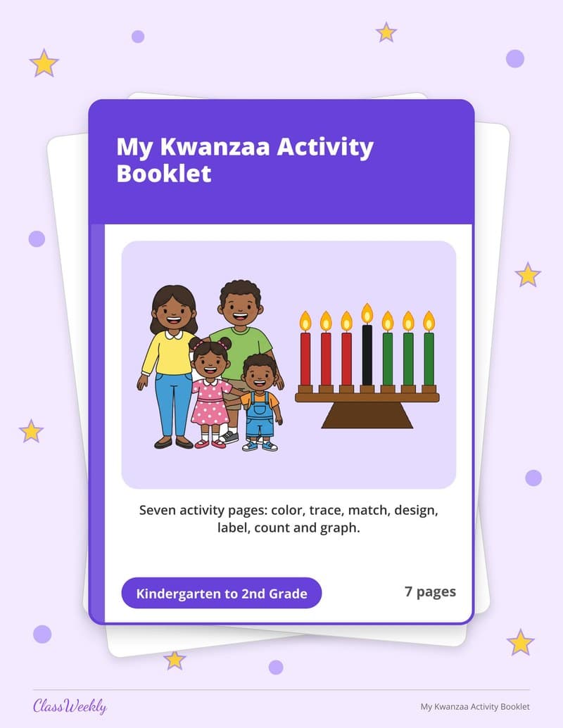 My Kwanzaa Activity Booklet - Kindergarten Holiday Activities printable preview