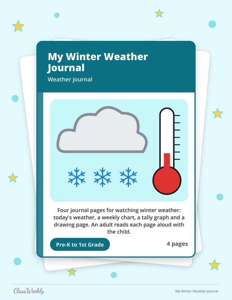 My Winter Weather Journal - Kindergarten Holiday Activities printable preview