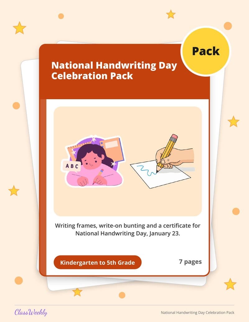 National Handwriting Day Celebration Pack - 4th Grade Holiday Activities printable preview