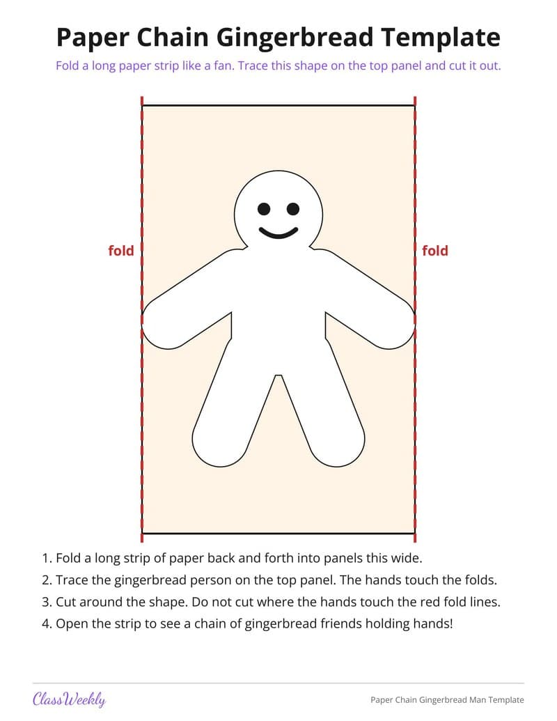 Paper Chain Gingerbread Man Template - 2nd Grade Holiday Activities printable preview