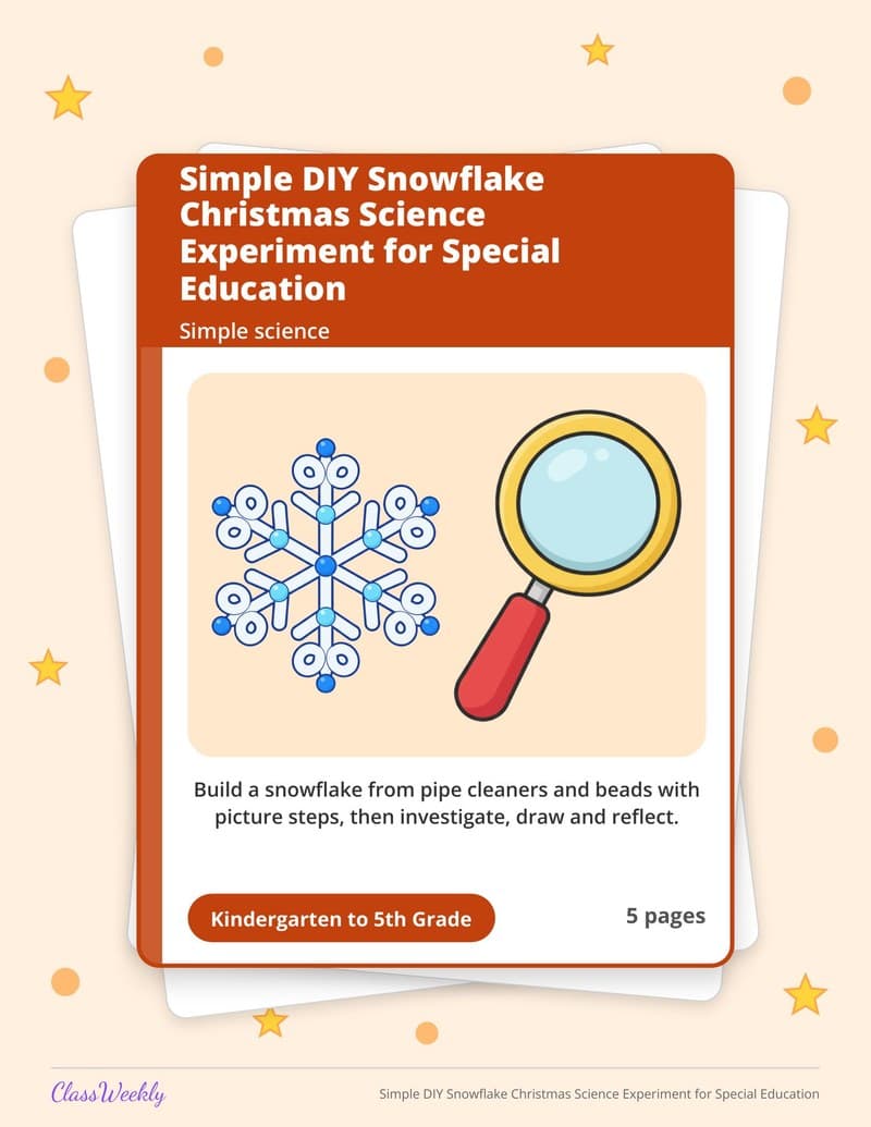 Simple DIY Snowflake Christmas Science Experiment for Special Education - 4th Grade Holiday Activities printable preview