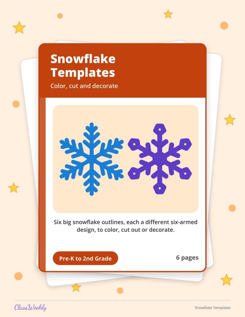 Snowflake Templates - 2nd Grade Holiday Activities printable preview