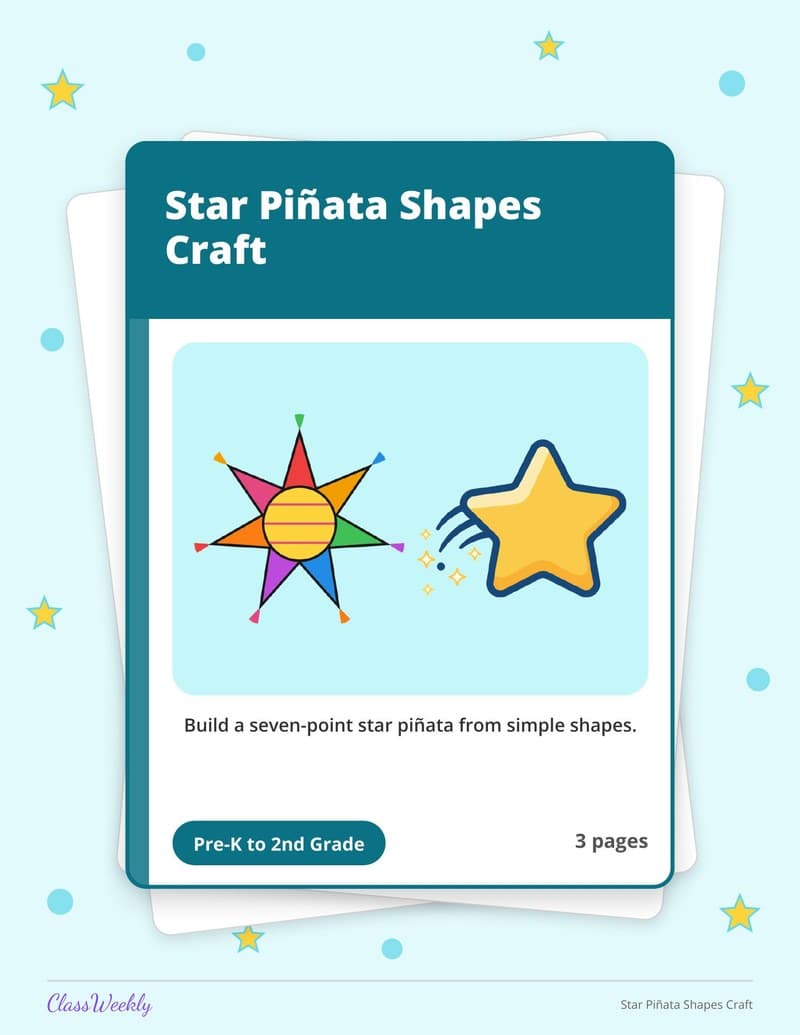 Star Piñata Shapes Craft - Kindergarten Holiday Activities printable preview
