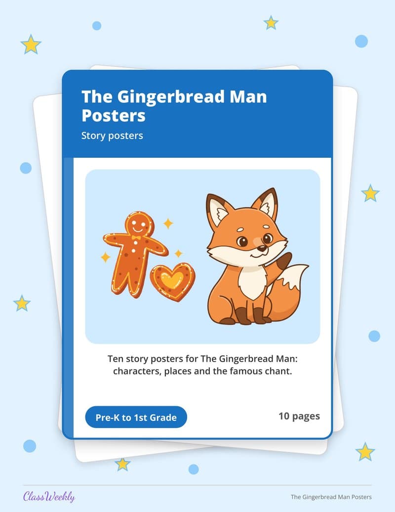 The Gingerbread Man Posters - Kindergarten Holiday Activities printable preview