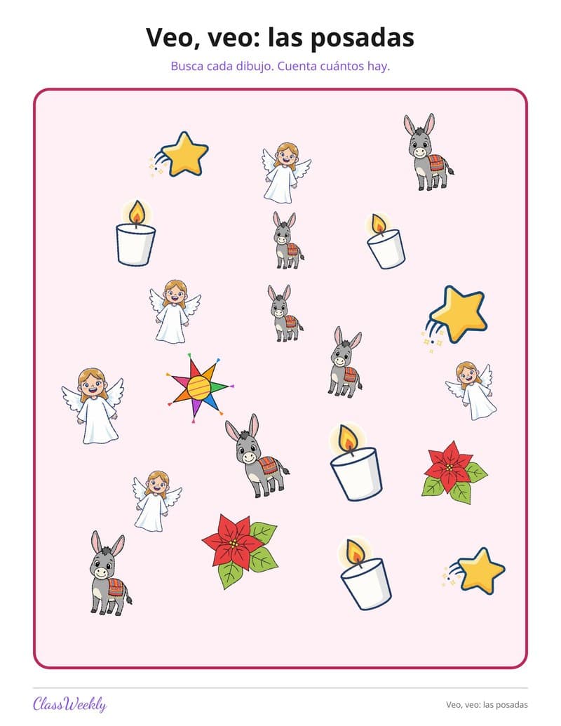 Veo, veo: las posadas - Kindergarten Holiday Activities printable preview