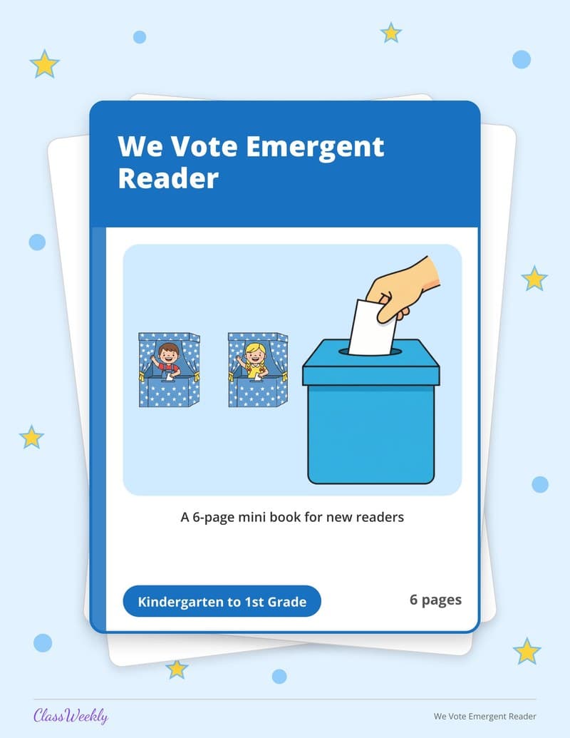 We Vote Emergent Reader - Kindergarten Holiday Activities printable preview