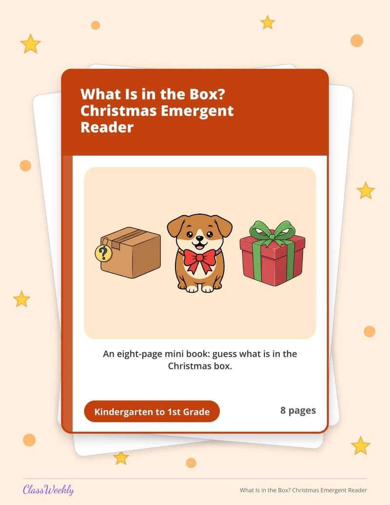 What Is in the Box? Christmas Emergent Reader - Kindergarten Holiday Activities printable preview