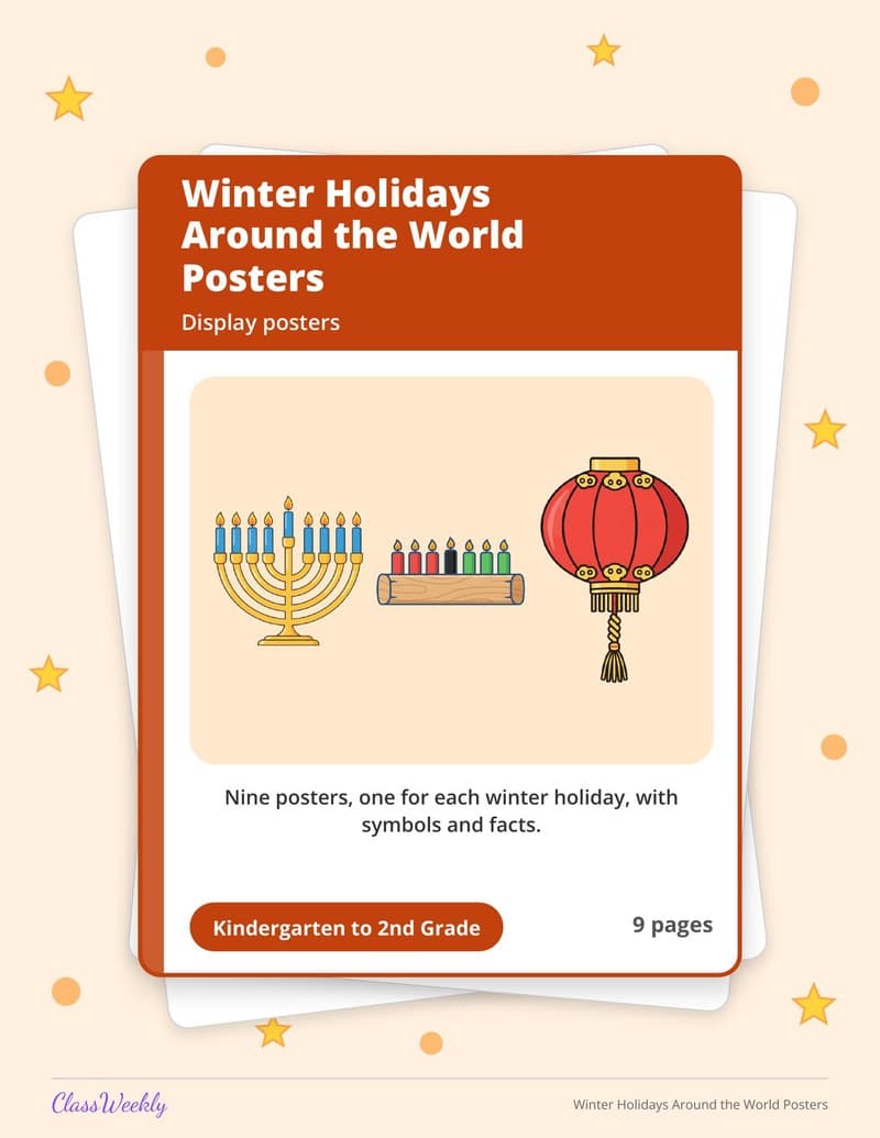 Winter Holidays Around the World Posters - Kindergarten Holiday Activities printable preview