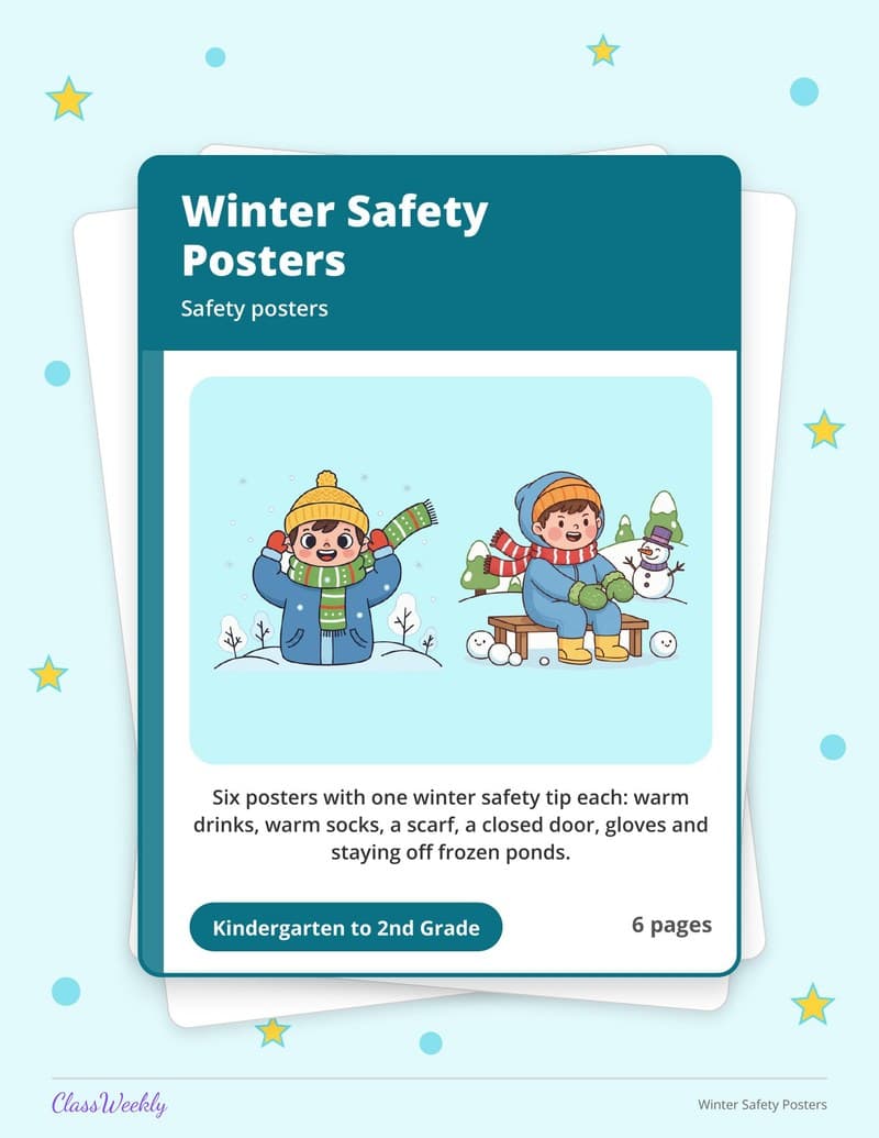 Winter Safety Posters - 2nd Grade Holiday Activities printable preview