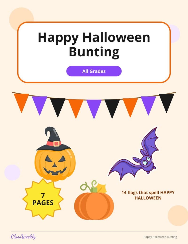Happy Halloween Bunting Letters - 4th Grade Classroom Setup printable preview