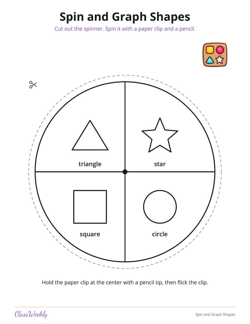 Spin and Graph Shapes - Kindergarten Learning Games printable preview
