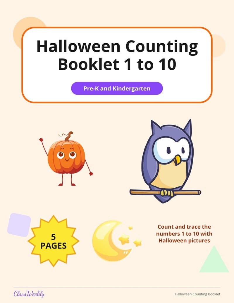 Halloween Counting Booklet 1 to 10 - Kindergarten worksheet preview
