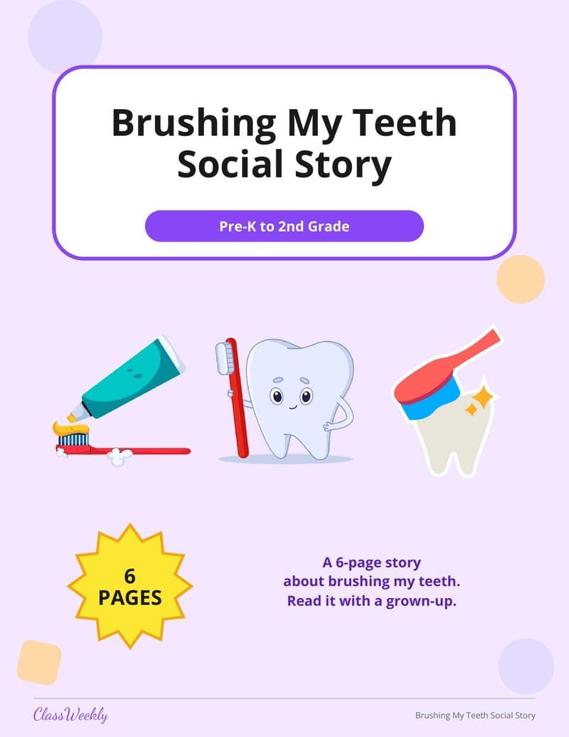 Brushing My Teeth Social Story - Kindergarten Social Stories printable preview