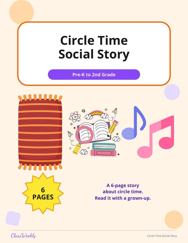 Circle Time Social Story - Kindergarten Social Stories worksheet preview