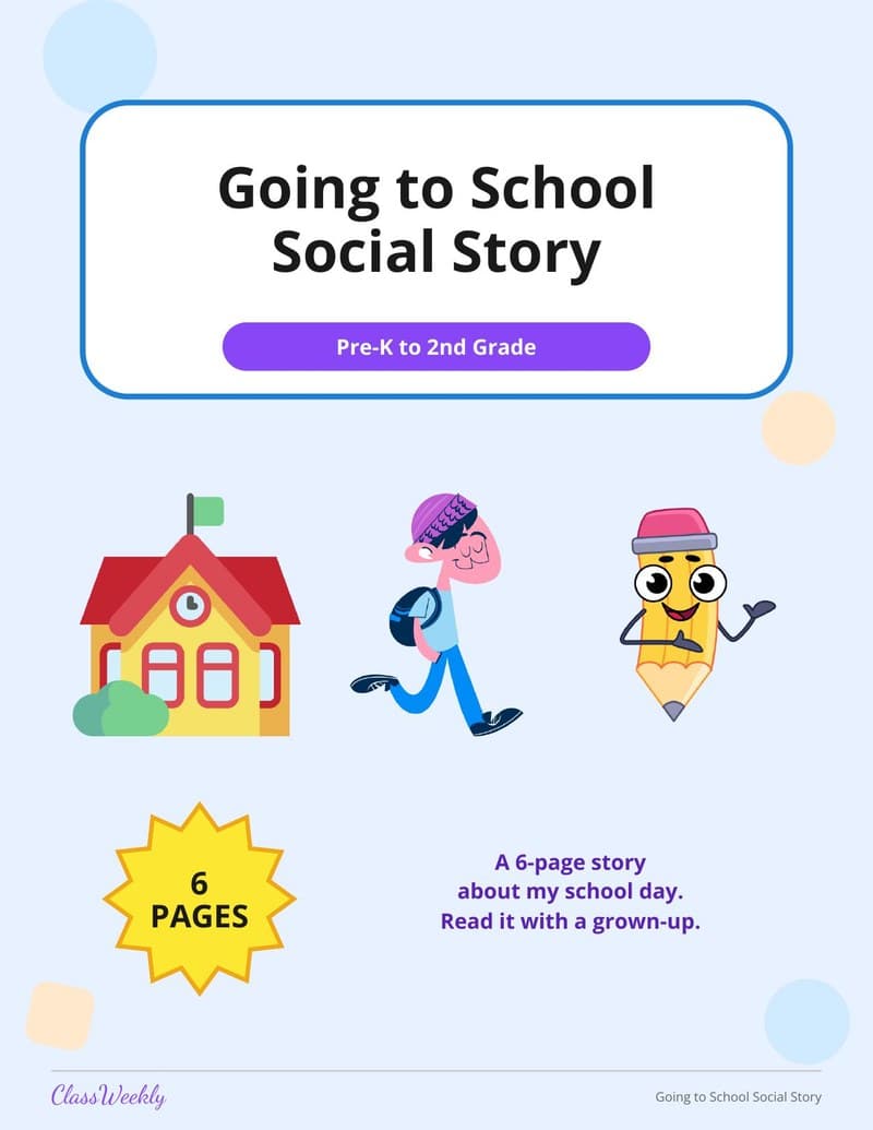 Going to School Social Story - Kindergarten Social Stories worksheet preview