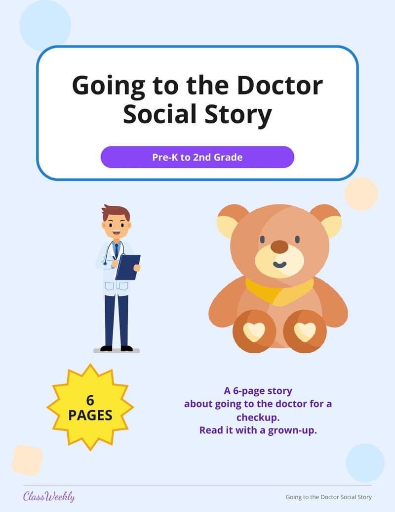 Going to the Doctor Social Story - 1st Grade Social Stories worksheet preview