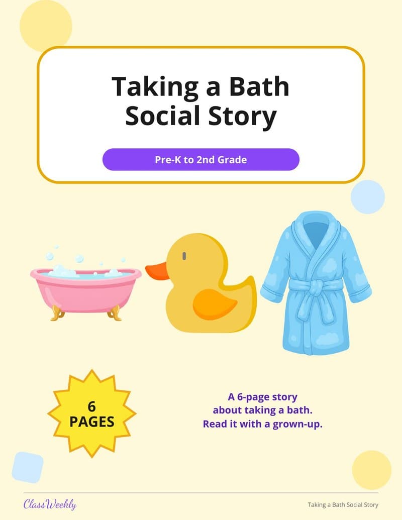 Taking a Bath Social Story - Kindergarten Social Stories printable preview