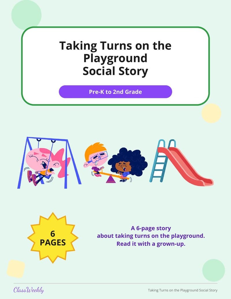Taking Turns on the Playground Social Story - 2nd Grade Social Stories printable preview