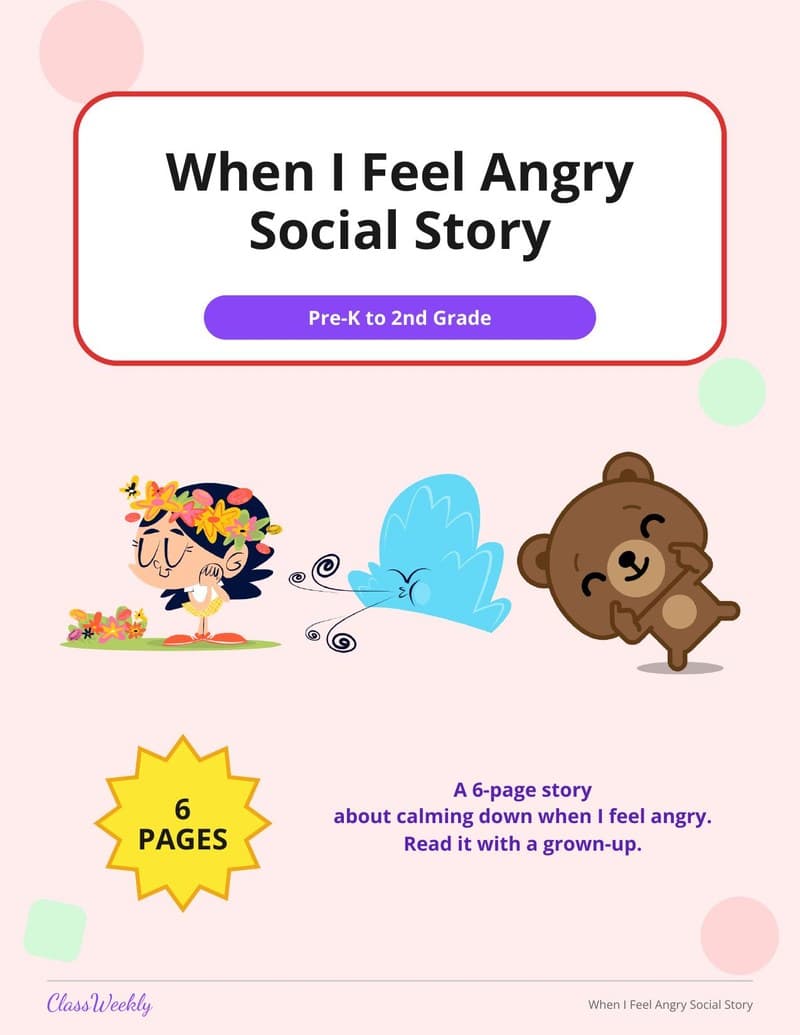 When I Feel Angry Social Story - 2nd Grade Social Stories printable preview