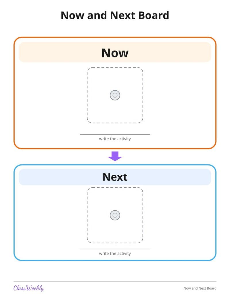 Now and Next Board - Kindergarten Visual Schedules worksheet preview