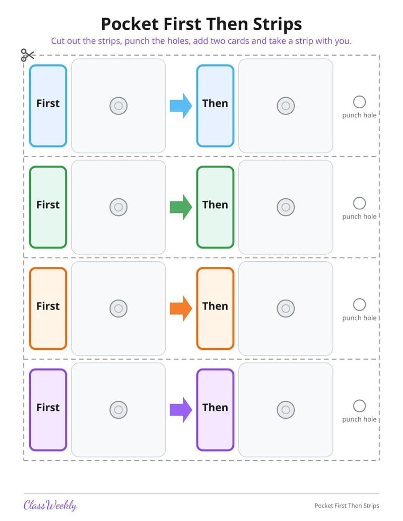 Pocket First Then Strips - Kindergarten Visual Schedules worksheet preview