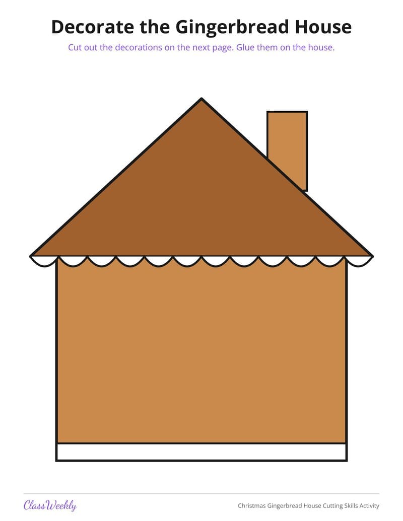 Christmas Gingerbread House Cutting Skills Activity - Kindergarten Writing printable preview
