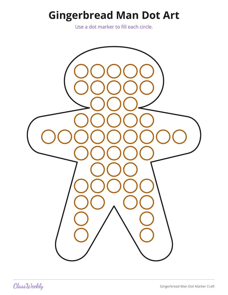 Gingerbread Man Dot Marker Craft - Kindergarten Writing printable preview