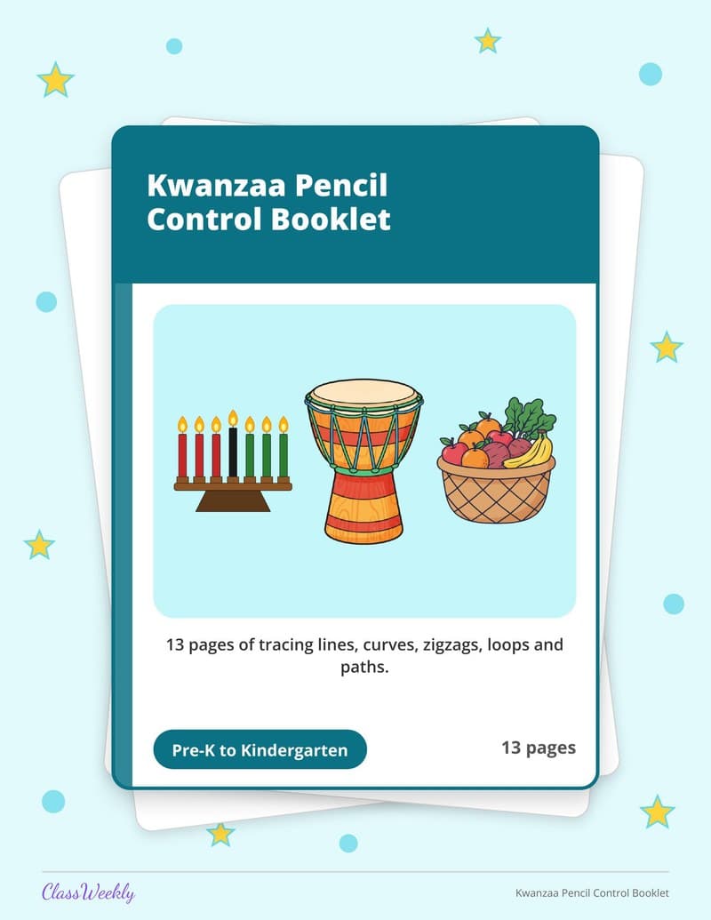 Kwanzaa Pencil Control Booklet - Kindergarten Writing printable preview