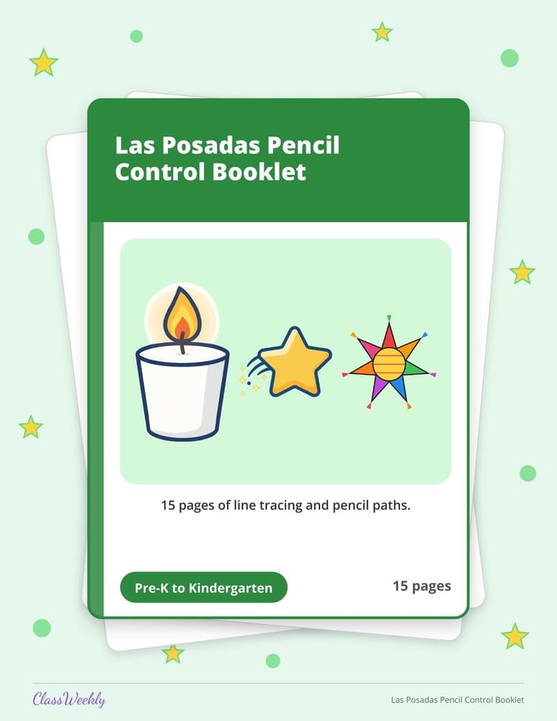 Las Posadas Pencil Control Booklet - Kindergarten Writing printable preview