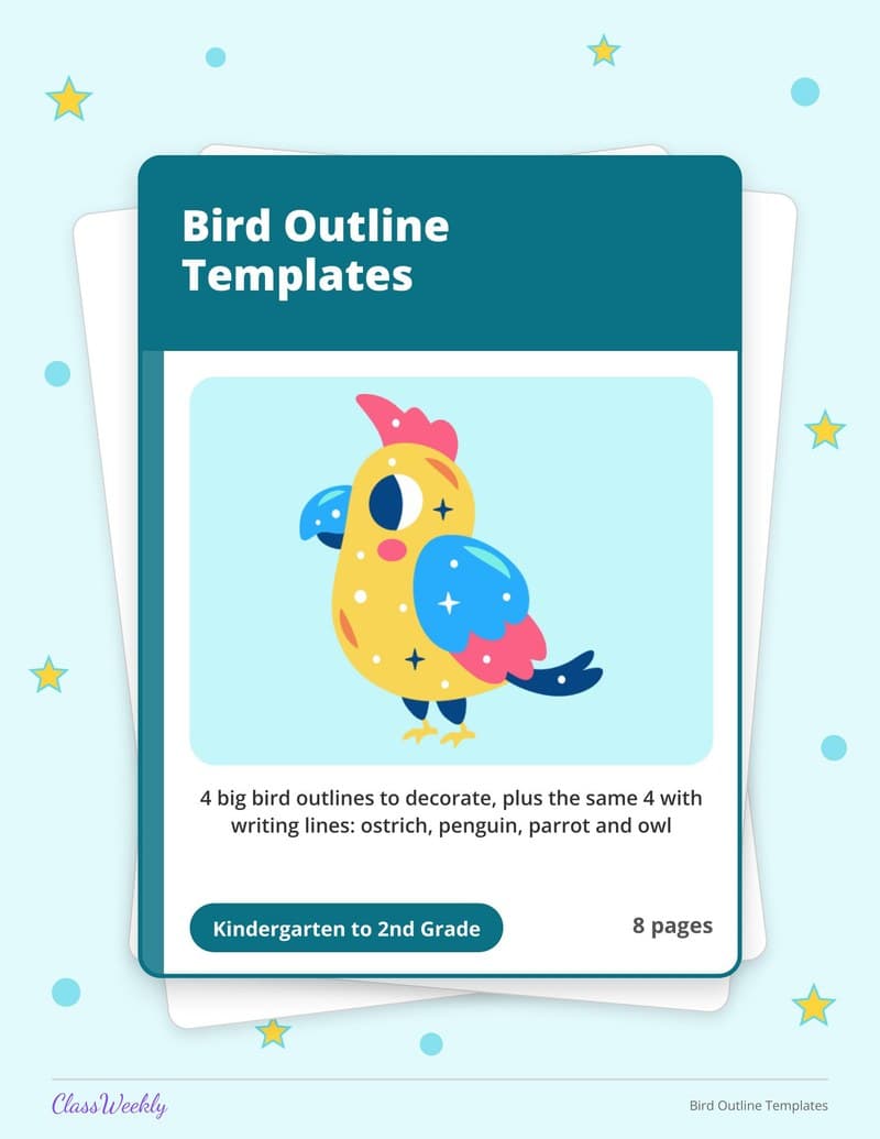 Bird Outline Templates - 2nd Grade Writing Paper printable preview