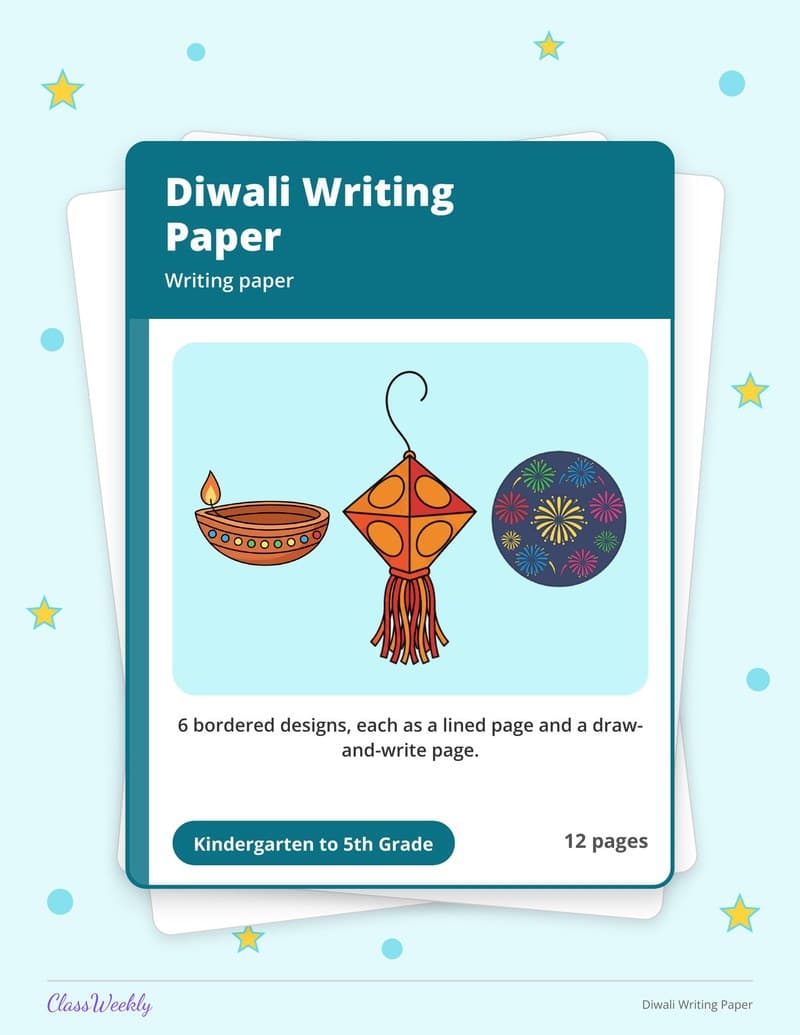 Diwali Writing Paper - Kindergarten Writing Paper printable preview