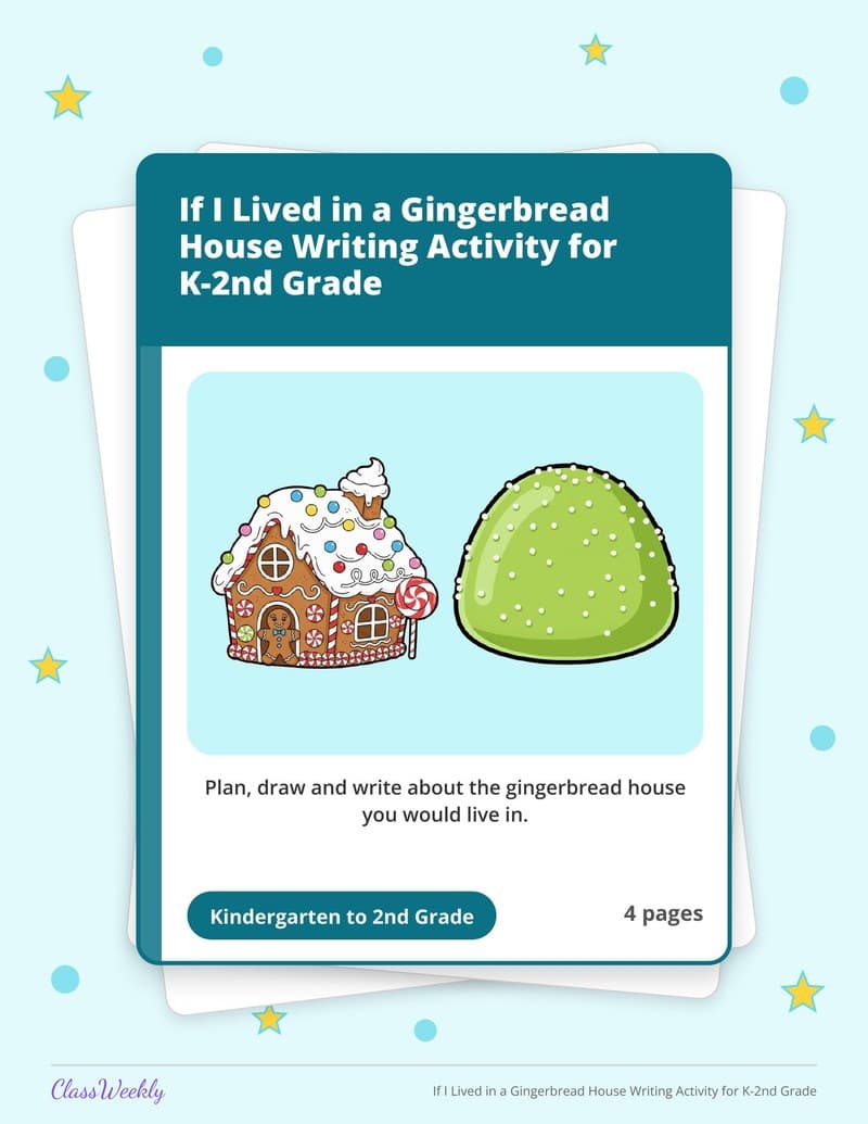 If I Lived in a Gingerbread House Writing Activity for K-2nd Grade - Kindergarten Writing Paper printable preview