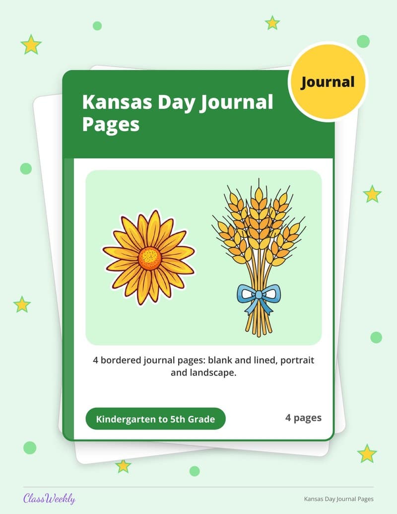 Kansas Day Journal Pages - 4th Grade Writing Paper printable preview