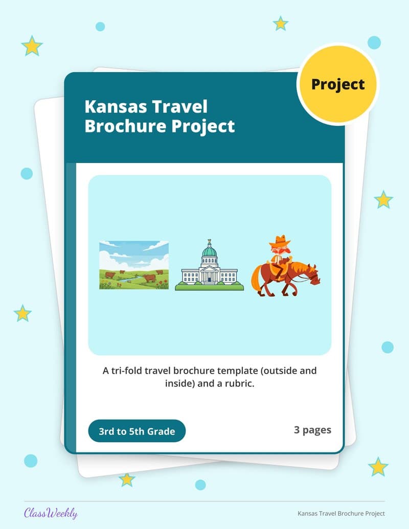 Kansas Travel Brochure Project - 3rd Grade Writing Paper printable preview