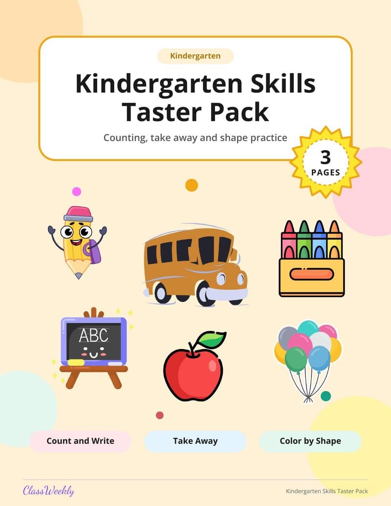 Kindergarten Skills Taster Pack - Kindergarten Activity Packets printable preview