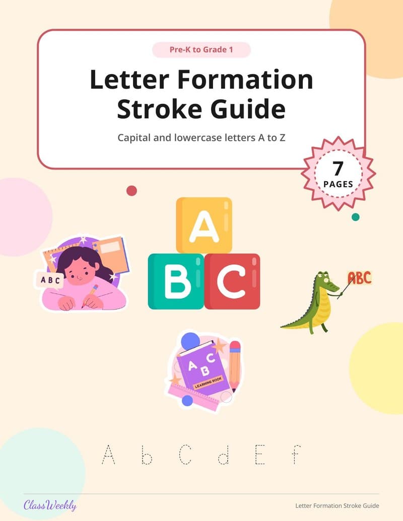 Letter Formation Stroke Guide - Kindergarten Alphabet printable preview