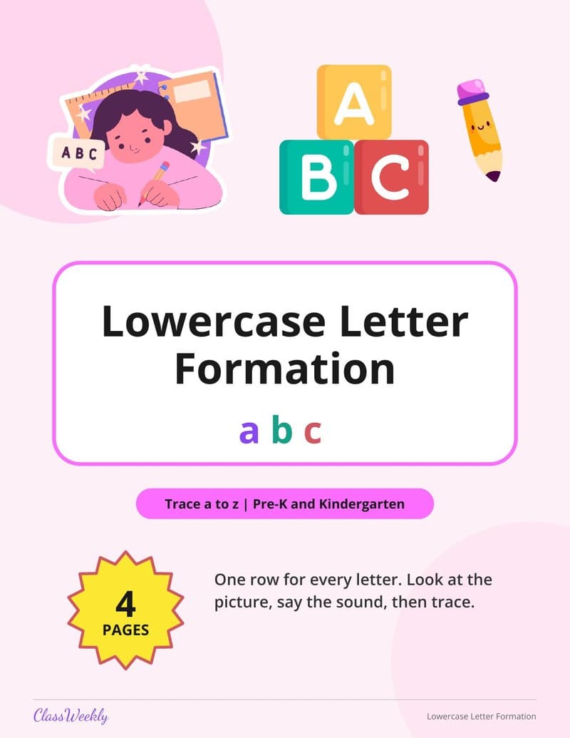 Lowercase Letter Formation - Kindergarten Alphabet printable preview