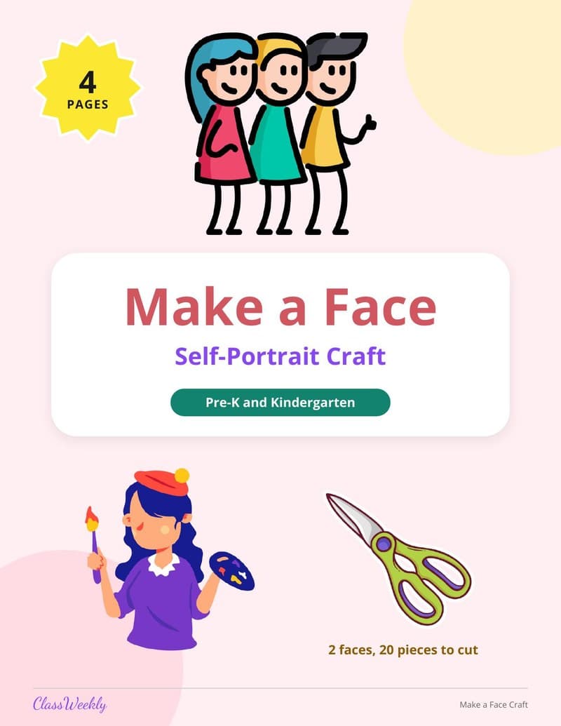 Make a Face Craft - Kindergarten Activity Packets worksheet preview