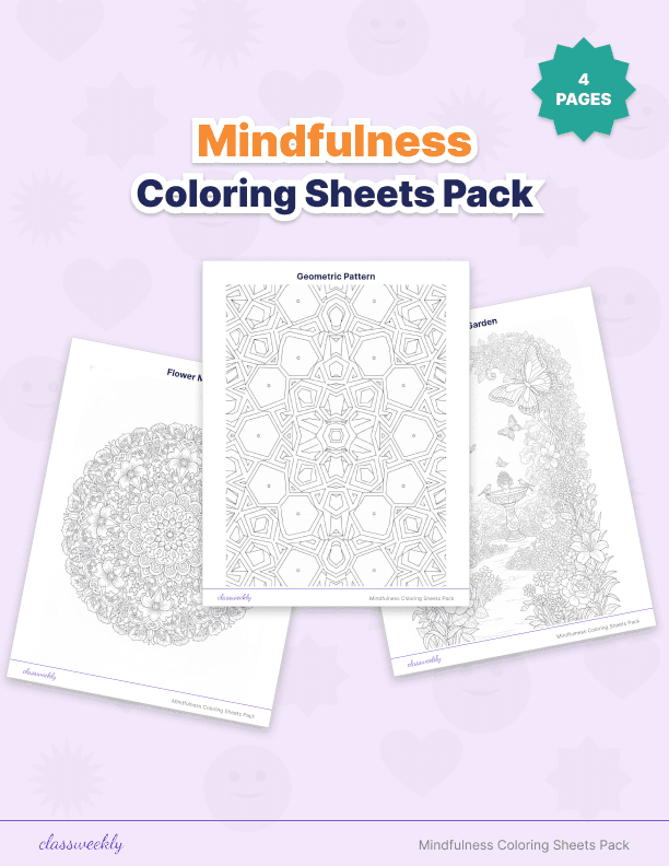 Mindfulness Coloring Sheets Pack - Kindergarten Mindfulness worksheet preview