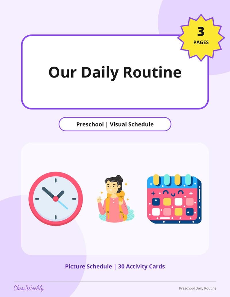 Nursery Daily Routine - Kindergarten Speech & Language worksheet preview