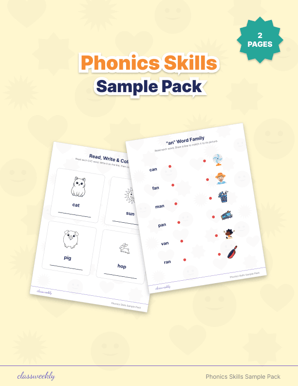 Phonics Skills Sample Pack - 1st Grade Phonics worksheet preview